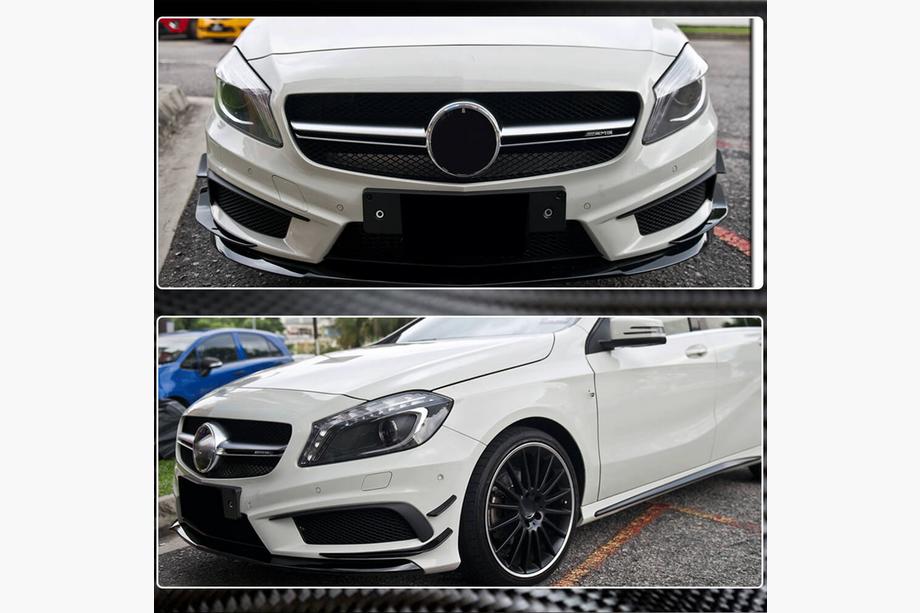 Mercedes A-class W176 2012-2018 гг. Карбоновые Накладки на Передний Бампер (для AMG-Line / A45 AMG HB 2013-2015) Фото 3