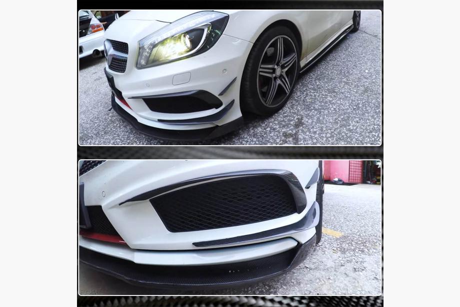 Mercedes A-class W176 2012-2018 гг. Карбоновые Накладки на Передний Бампер (для AMG-Line / A45 AMG HB 2013-2015) Фото 4