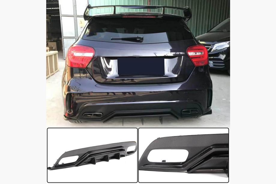Mercedes A-class W176 2012-2018 гг. Диффузор заднего бампера V2 (для AMG-Line / A45 AMG HB) Image