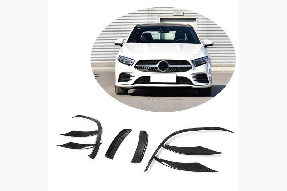 Mercedes A-class W177 2018- гг. Карбоновые Накладки на Передний Бампер (для AMG-Line SD 2018-2021) Image