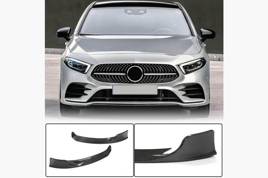 Mercedes A-class W177 2018- гг. Накладки на передний бампер Flap (для AMG-Line 2018-2021, Карбон) Image