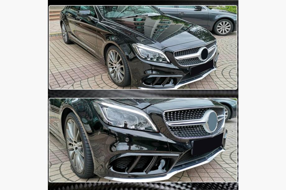 Mercedes CLS C218 2011-2018 гг. Карбоновые Накладки на Передний Бампер (для AMG-Line SD 2015-2018) Фото 3