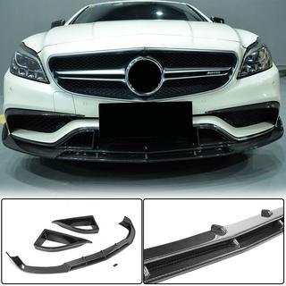 Накладка на передний бампер Lip V1 (для CLS63 AMG SD 2015-2018, Карбон)