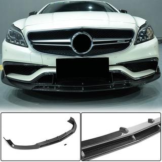 Накладка на передний бампер Lip V1 (для CLS63 AMG SD 2015-2018, Карбон) фото 2