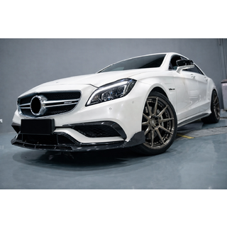 Накладка на передний бампер Lip V2 (для CLS63 AMG SD 2015-2018, Карбон)