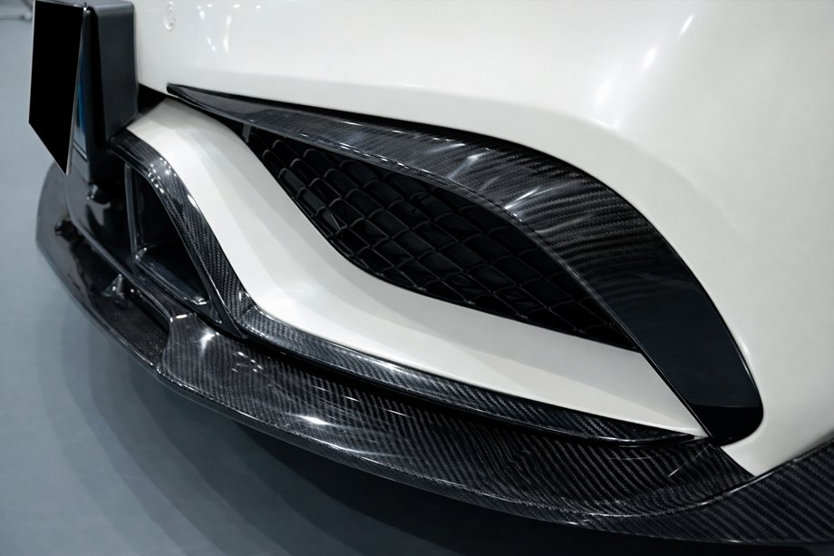 Mercedes CLS C218 2011-2018 гг. Накладка на передний бампер Lip V2 (для CLS63 AMG SD 2015-2018, Карбон) Фото 6