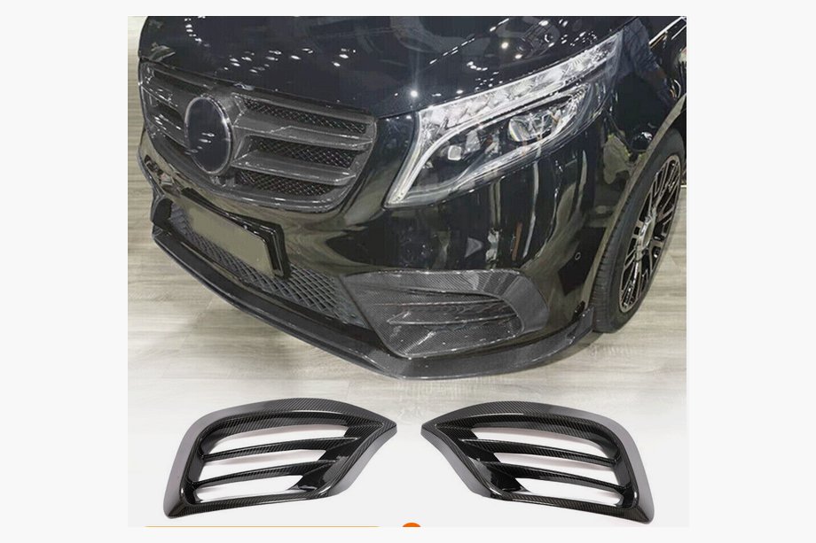 Mercedes Vito/V-class W447 2014- гг. Накладки на Противотуманные Фары V1 (2020+, Сухой Карбон) Image