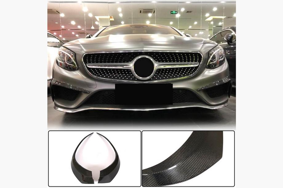 Mercedes S-class C217 Coupe 2014-2020 гг. Вставки в передний бампер (для AMG-Line 2015-2018, Карбон) Фото 1