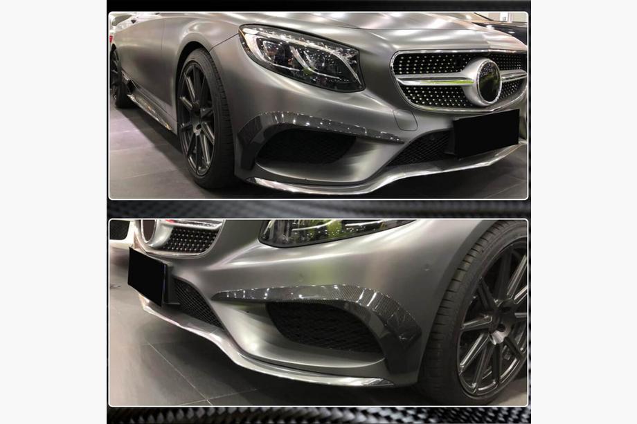 Mercedes S-class C217 Coupe 2014-2020 гг. Карбоновые Накладки на Передний Бампер (для AMG-Line 2015-2018) Фото 5