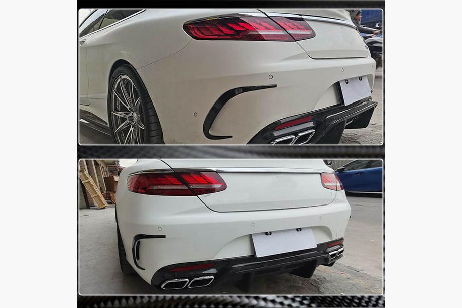 Mercedes S-class C217 Coupe 2014-2020 гг. Накладка на задний бампер (для AMG / AMG-Line, Карбон) Фото 4
