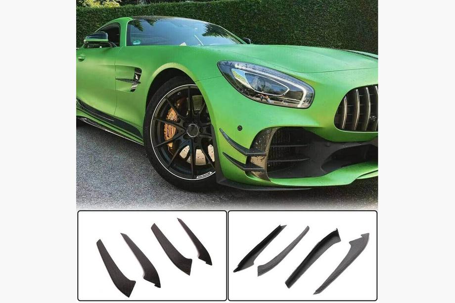 Mercedes AMG GT C190/R190 2014-2022 гг. Накладки на передний бампер V1 (для GT R 2016-2019, Карбон) Фото 1