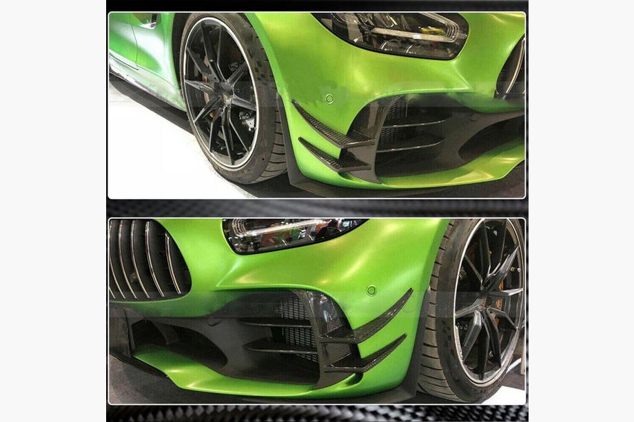 Mercedes AMG GT C190/R190 2014-2022 гг. Накладки на передний бампер V1 (для GT R 2016-2019, Карбон) Фото 4