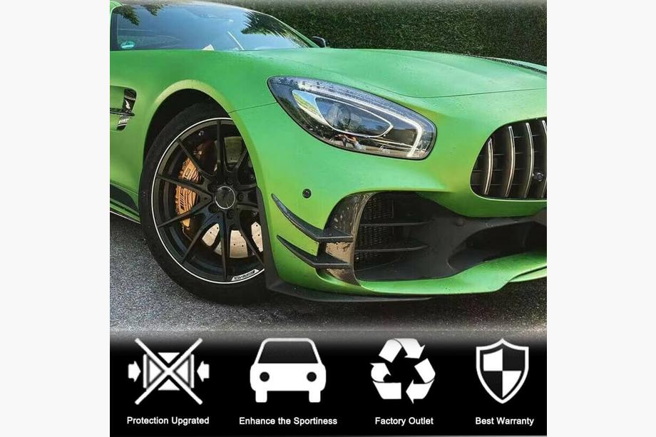 Mercedes AMG GT C190/R190 2014-2022 гг. Накладки на передний бампер V2 (для GT R 2016-2019, Сухой карбон) Фото 3