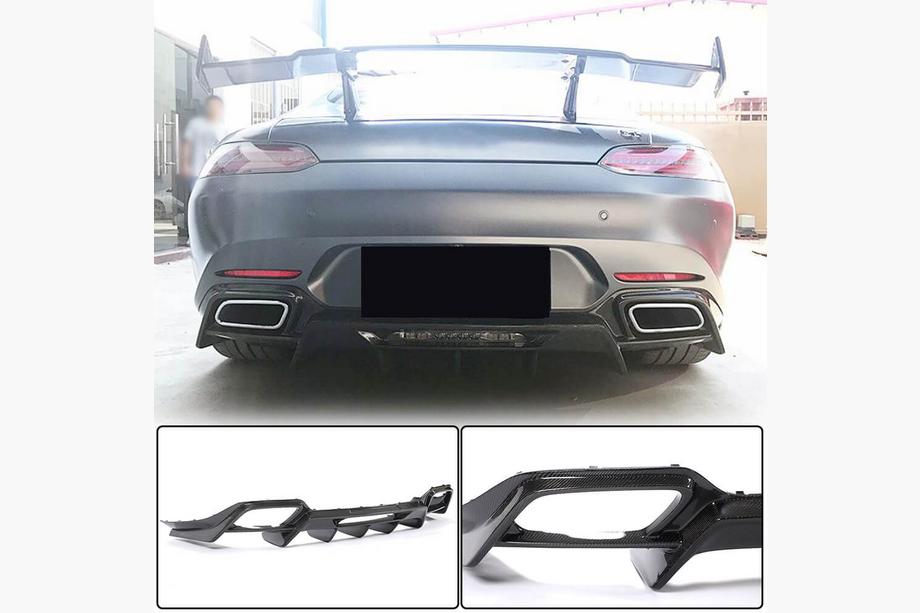 Mercedes AMG GT C190/R190 2014-2022 гг. Диффузор заднего бампера (для 2015-2017, Карбон) Image