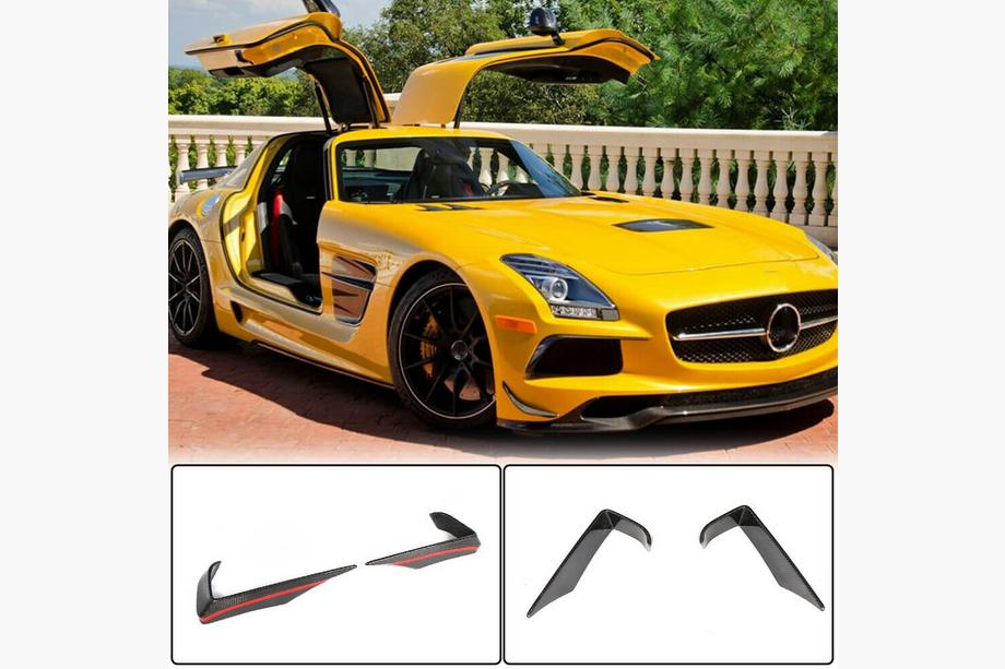 Mercedes SLS C197 2010-2014 гг. Флапсы на передний бампер V2 (Карбон) Image