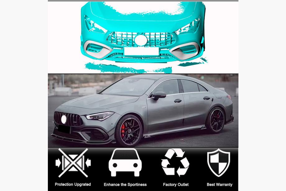 Mercedes CLA C118 2019- гг. Карбоновые накладки на передний бампер для CLA45 AMG SD Фото 2