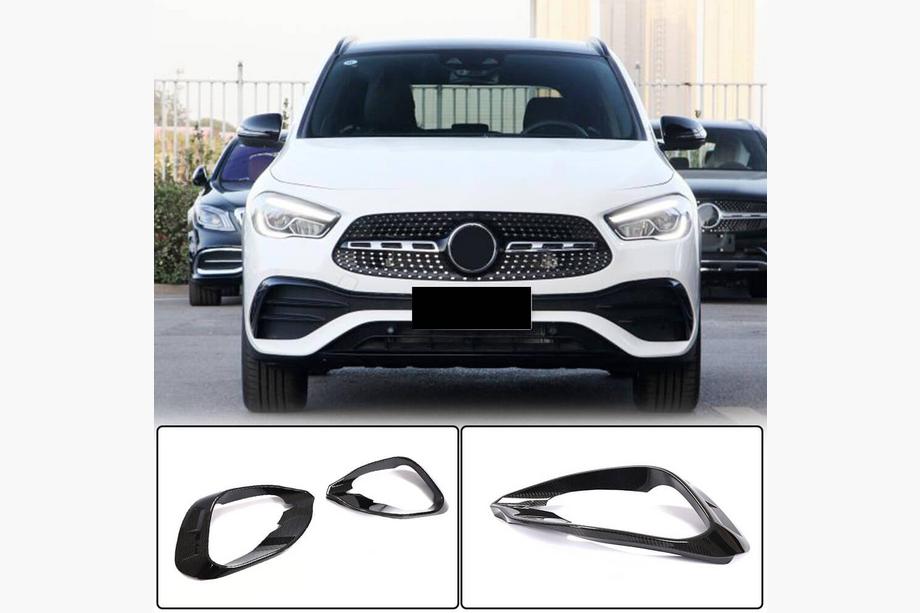 Mercedes GLA H247 2020- гг. Накладки на передний бампер V1 (для AMG/AMG-Line, карбон) Фото 1