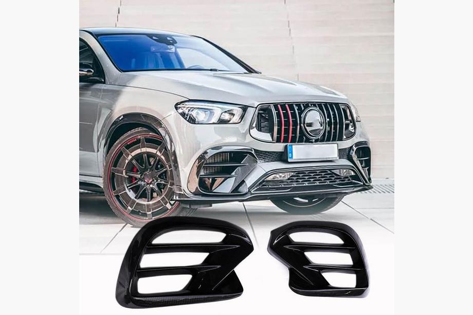 Mercedes GLE coupe C167 2019- гг. Вставки в передний бампер (для GLE 350/GLE450/GLE63 2019-2023, Карбон) Фото 1