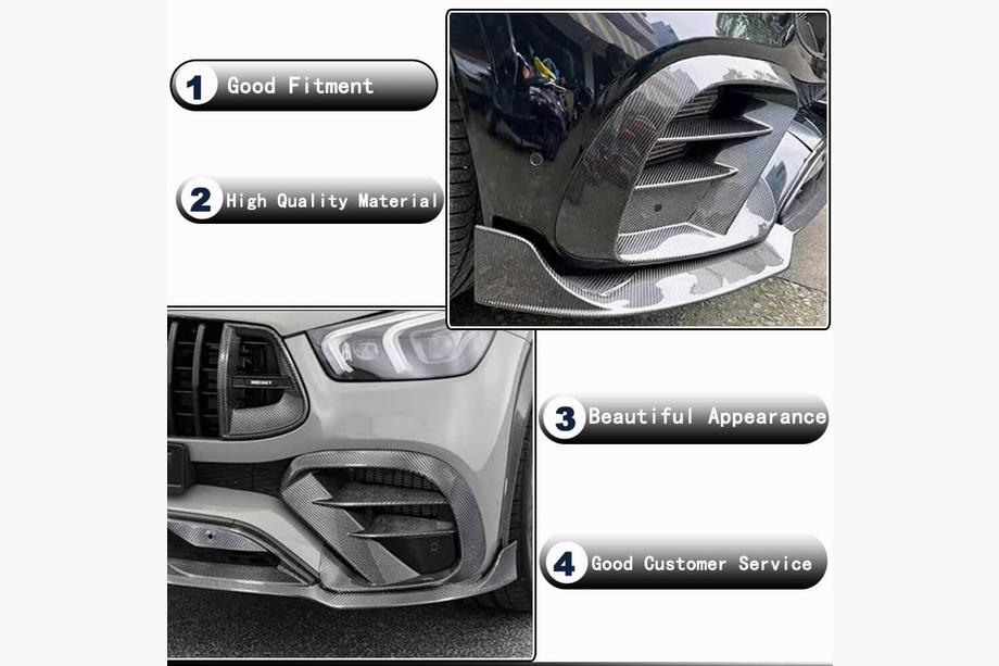 Mercedes GLE coupe C167 2019- гг. Вставки в передний бампер (для GLE 350/GLE450/GLE63 2019-2023, Карбон) Фото 4