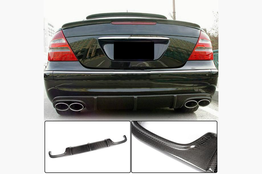 Mercedes E-class W211 2002-2009 гг. Диффузор заднего бампера для E55 AMG 2003-2006, Карбон Image