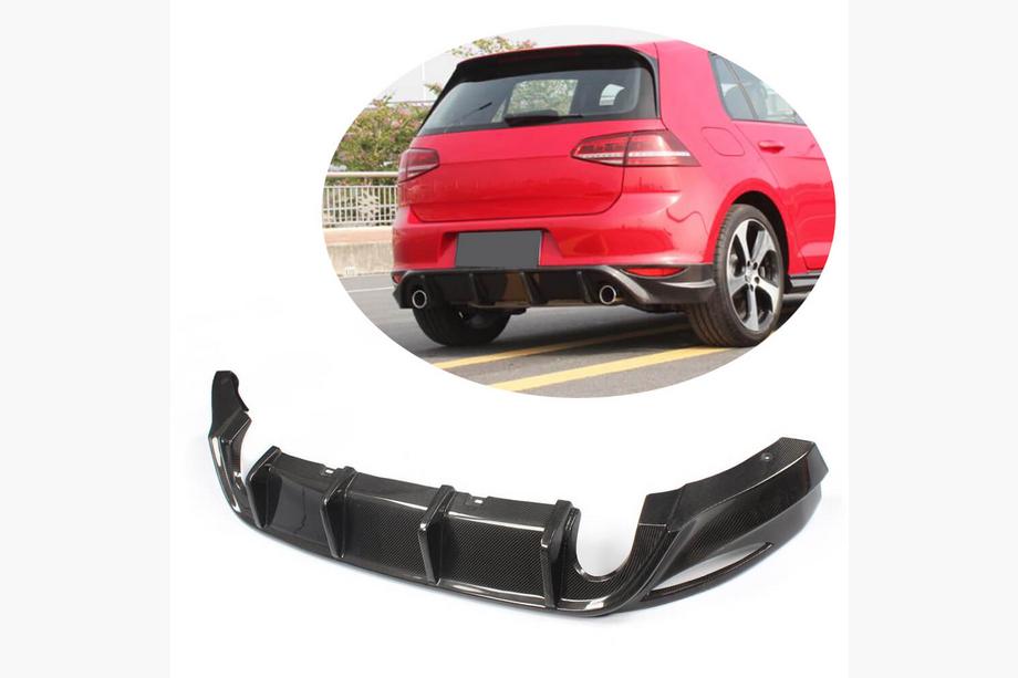 Volkswagen Golf 7/E-Golf 2012-2020 гг. Диффузор заднего бампера V1 (для Base/GTI HB 2012-2017, Карбон) Фото 1