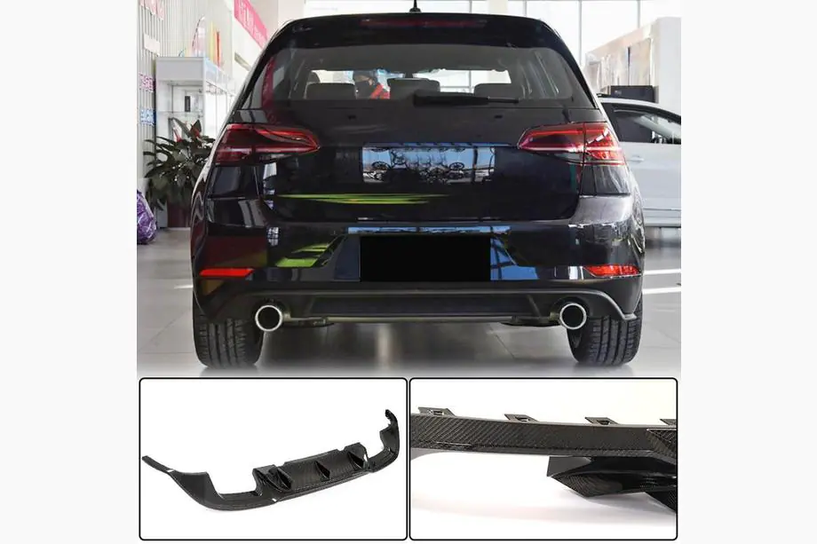 Volkswagen Golf 7/E-Golf 2012-2020 гг. Диффузор заднего бампера (для Base/GTI HB 2017-2020, Карбон) Image