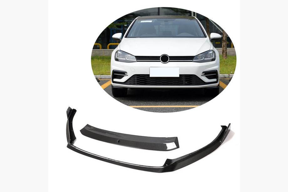 Volkswagen Golf 7/E-Golf 2012-2020 гг. Накладка на передний бампер Lip V2 (для R/R-Line 2017-2020, Карбон) Фото 1
