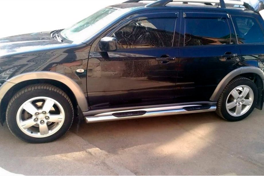 Mitsubishi Outlander 2001-2006 гг. Боковые трубы (2 шт., нержавейка) Image