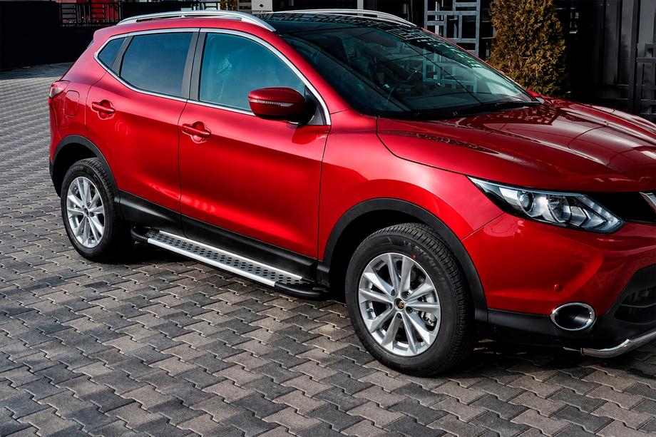 Nissan Qashqai 2014-2021 гг. Боковые Подножки Тип X5 (2 шт., Алюминий) Image
