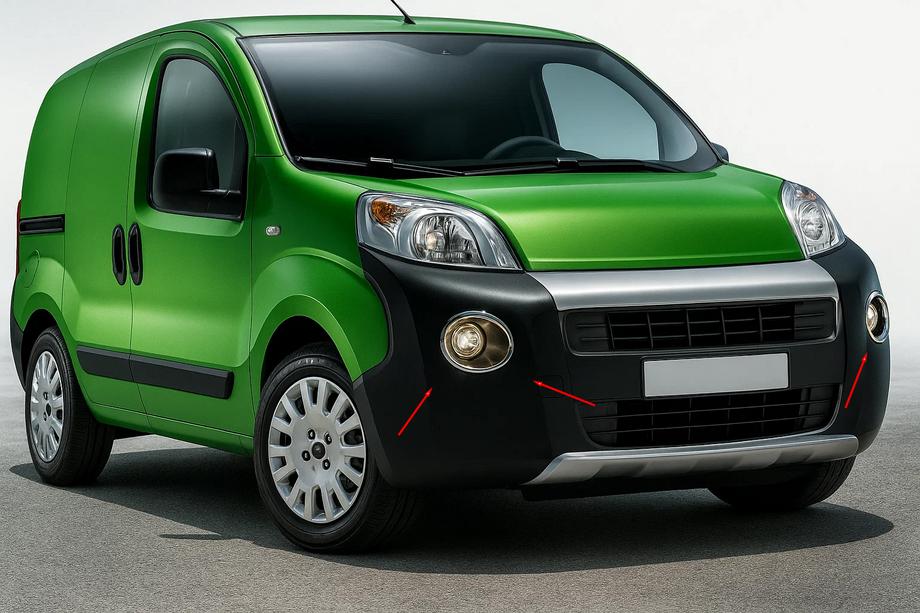 Peugeot Bipper 2008-2017 гг. Накладки на противотуманные фары верхняя модель (2 шт, нержавейка) Image