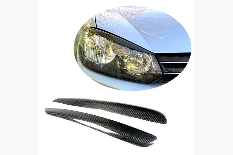 Volkswagen Golf 6 2008-2014 гг. Реснички на фары (для HB 2010-2013, Карбон) Image