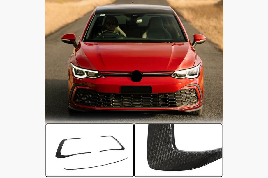 Volkswagen Golf 8 2019- гг. Накладки на передний бампер из сухого карбона (для GTI HB) Фото 1