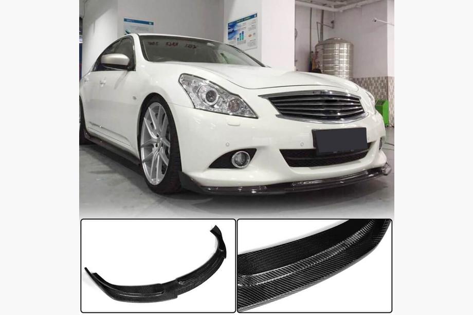Infiniti G25/G35/37 (V36/CV36) 2006-2015 гг. Накладка на передний бампер Lip (для G37 SD 2009-2013, Карбон) Фото 1