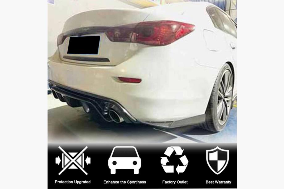 Infiniti Q50/Q60 2013-2024 гг. Накладки на задний бампер из карбона для Q50 Base/Sport 2014-2017 Фото 2