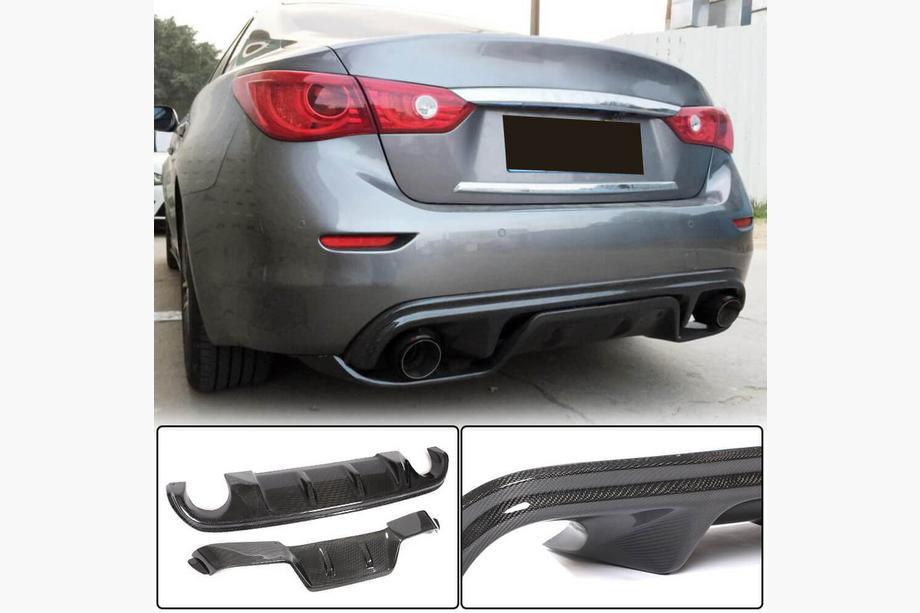 Infiniti Q50/Q60 2013-2024 гг. Диффузор заднего бампера V3 для Q50 Base/Sport 2014-2017, Карбон Image