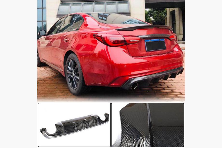 Infiniti Q50/Q60 2013-2024 гг. Диффузор заднего бампера V2 для Q50 Base/Sport 2018-2023 Карбон Фото 1