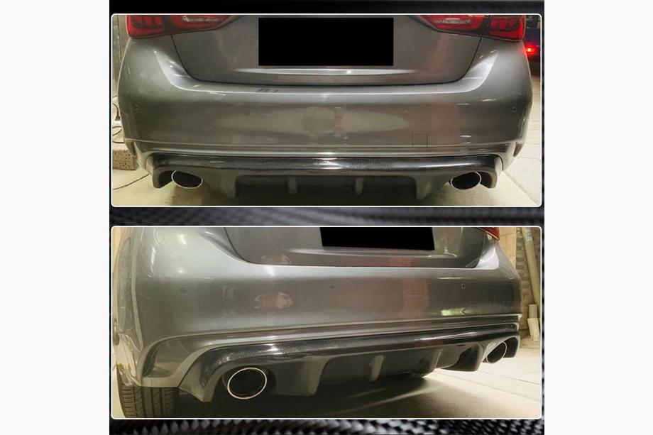 Infiniti Q50/Q60 2013-2024 гг. Диффузор заднего бампера V2 для Q50 Base/Sport 2018-2023 Карбон Фото 4