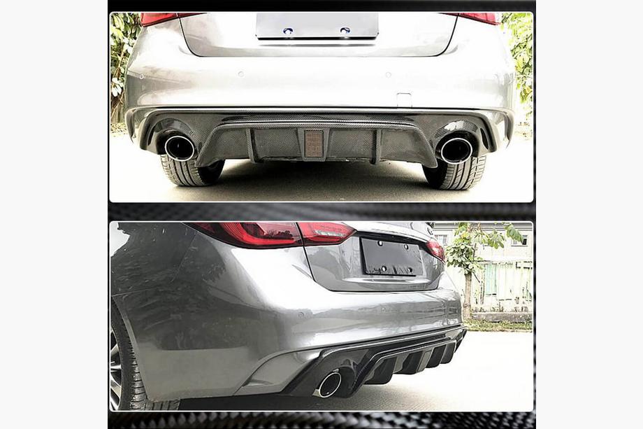 Infiniti Q50/Q60 2013-2024 гг. Диффузор заднего бампера V3 (для Q50 Base/Sport 2018-2023, Карбон) Фото 8