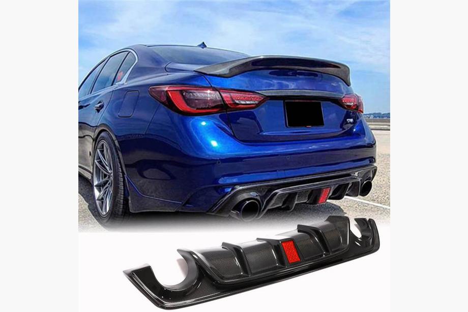 Infiniti Q50/Q60 2013-2024 гг. Диффузор заднего бампера V3 (для Q50 Base/Sport 2018-2023, Карбон) Фото 12