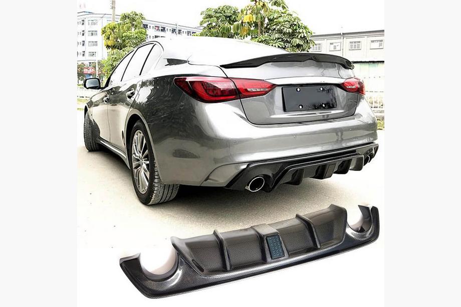 Infiniti Q50/Q60 2013-2024 гг. Диффузор заднего бампера V3 (для Q50 Base/Sport 2018-2023, Карбон) Фото 16