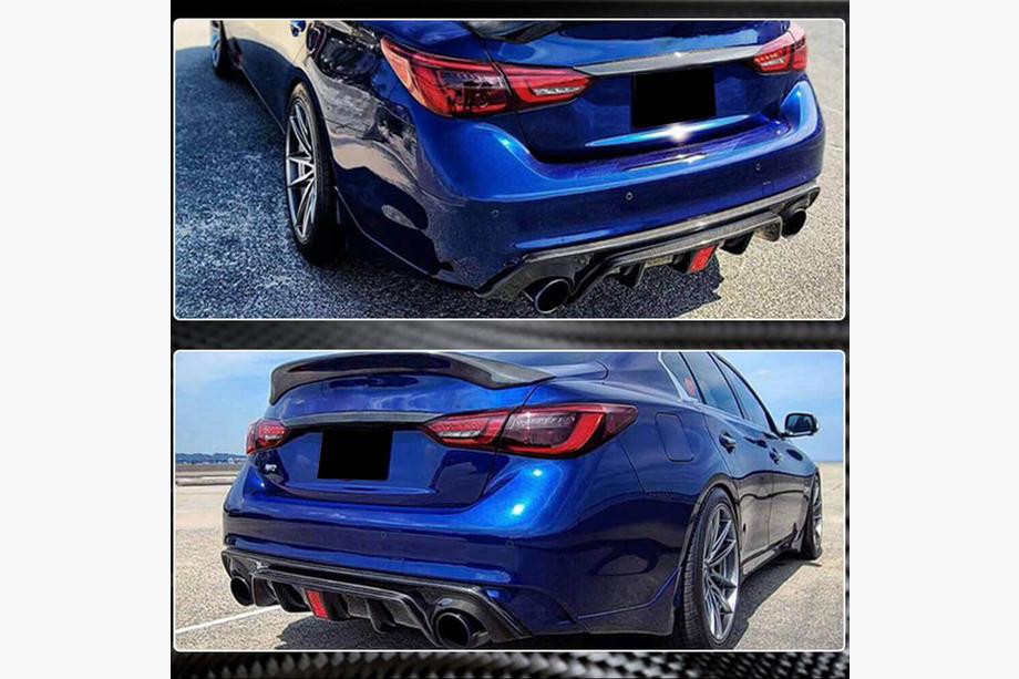 Infiniti Q50/Q60 2013-2024 гг. Диффузор заднего бампера V4 (для Q50 Base/Sport 2018-2023, Карбон) Фото 5