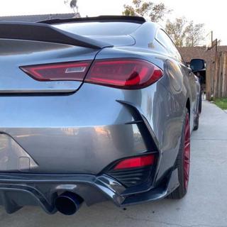 Накладки на задний бампер (для Q60 2016-2022, Карбон) Infiniti Q50/Q60 2013-2024 гг. фото 3