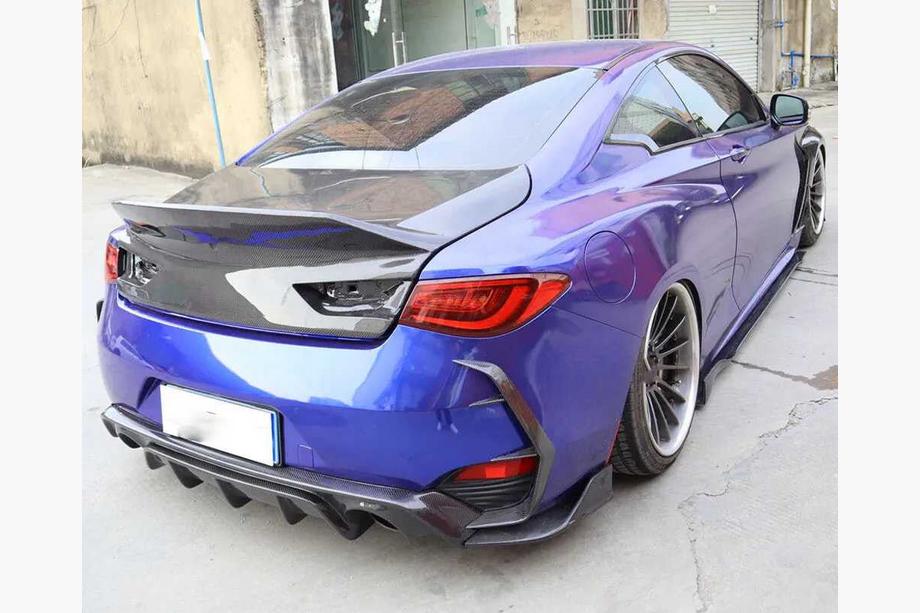 Infiniti Q50/Q60 2013-2024 гг. Накладки на задний бампер (для Q60 2016-2022, Карбон) Фото 7