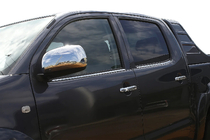 Toyota Hilux 2006-2015 гг. Молдинги на стекла (4 шт, нержавейка) OmsaLine - Итальянская Нержавейка фото 1