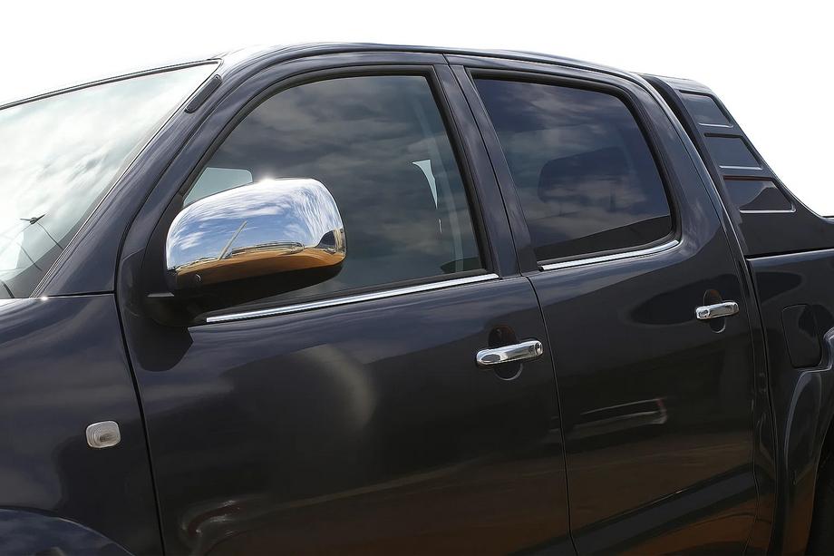 Toyota Hilux 2006-2015 гг. Молдинги на стекла (4 шт, нержавейка) OmsaLine - Итальянская Нержавейка Image