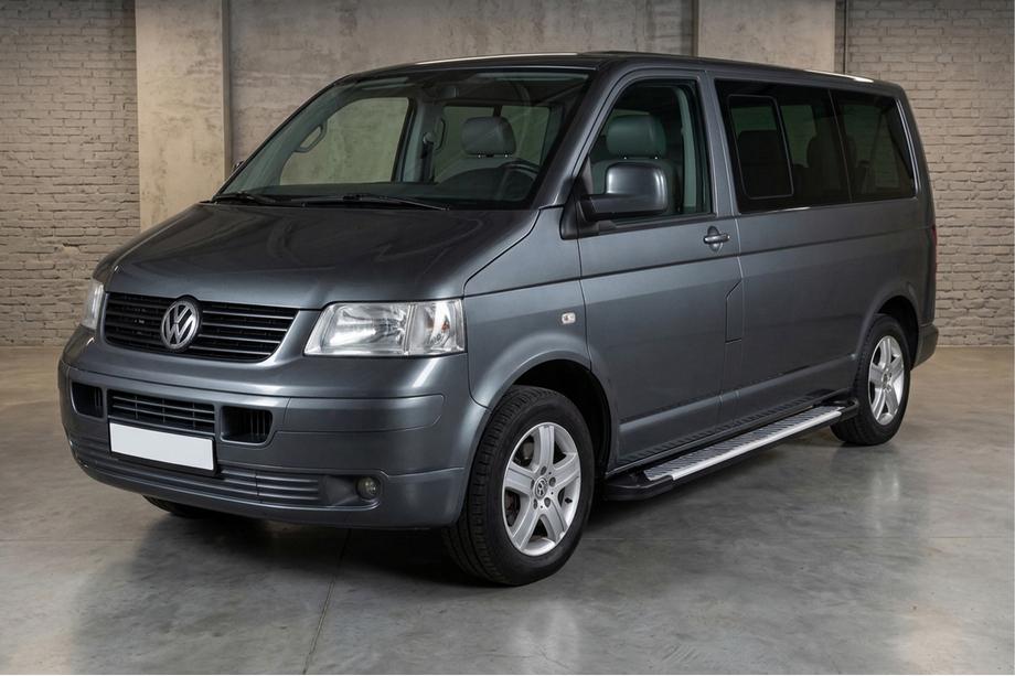 Volkswagen T5 Caravelle 2004-2010 гг. Боковые Подножки Line-тип (2 шт., алюминий) Длинная База Image