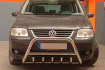 Volkswagen Touran 2003-2010 гг. Кенгурятник WT003 (нержавейка) 60 мм, с надписью фото 2