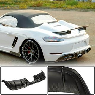 Диффузор заднего бампера V3 (2016-2019, Карбон) Porsche Boxster/Cayman 982 (718) 2016- гг. фото 1