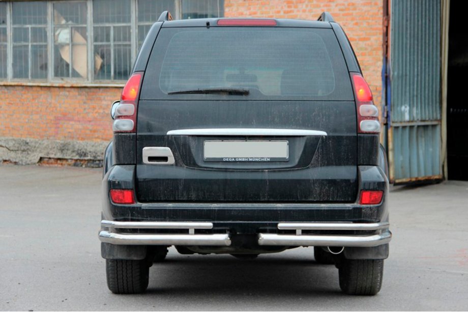 Toyota Land Cruiser Prado 120 2002-2009 гг. Задние двойные уголки AK003-1 (2 шт., нержавейка) Фото 2