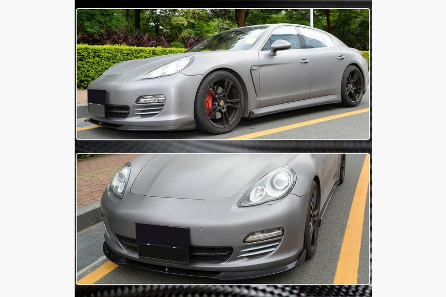 Porsche Panamera 2009-2016 гг. Накладка на передний бампер Lip (для Base 2009-2013, Карбон) Фото 3